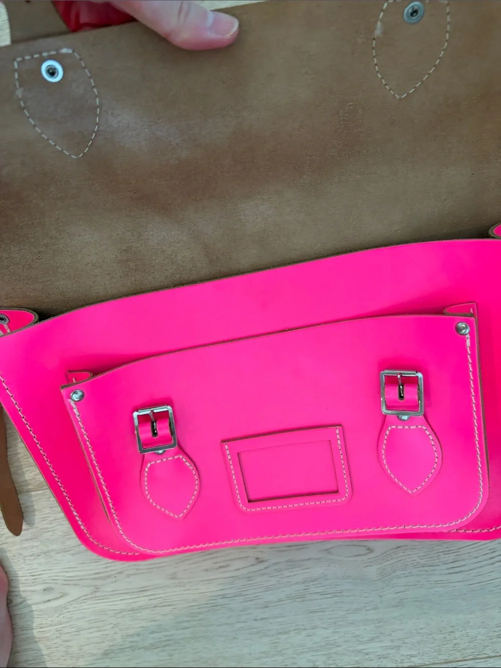 The Cambridge Satchel Company Neon Pink Leather Satchel Crossbody